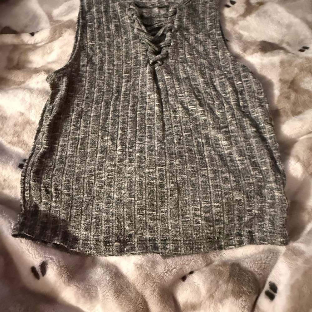 American Eagle Outfitters Textured Gray Tank Top